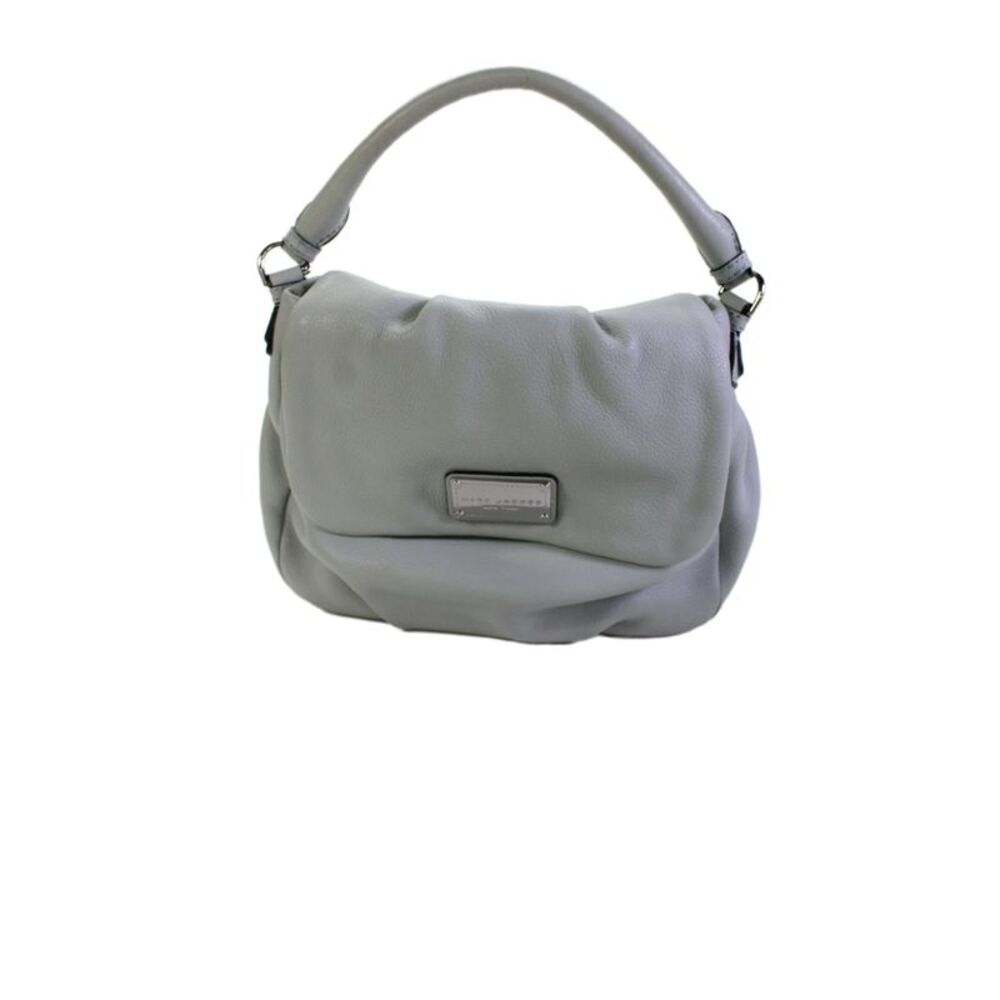 Marc Jacobs Womens Leather Snap Closure Satchel Handbag Gray